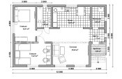 планировка 1 этажа одноэтажного каркасного дома 12х8 с крыльцо