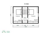 планировка 2 этажа полутораэтажного дома из бруса 9х7,7