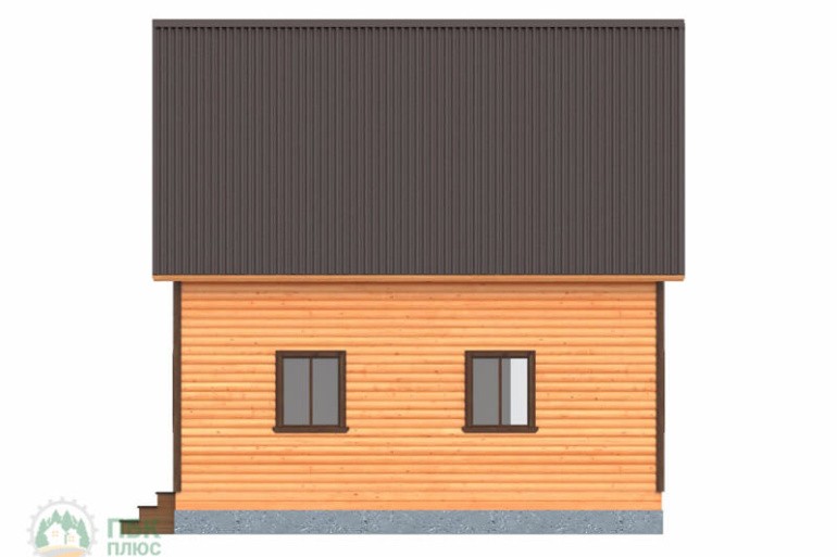 Полутораэтажный дом из бруса «Дон» 8х8 с террасой и балконом