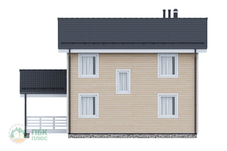 Двухэтажный дом из бруса «Онон» 12х8.9 с террасой