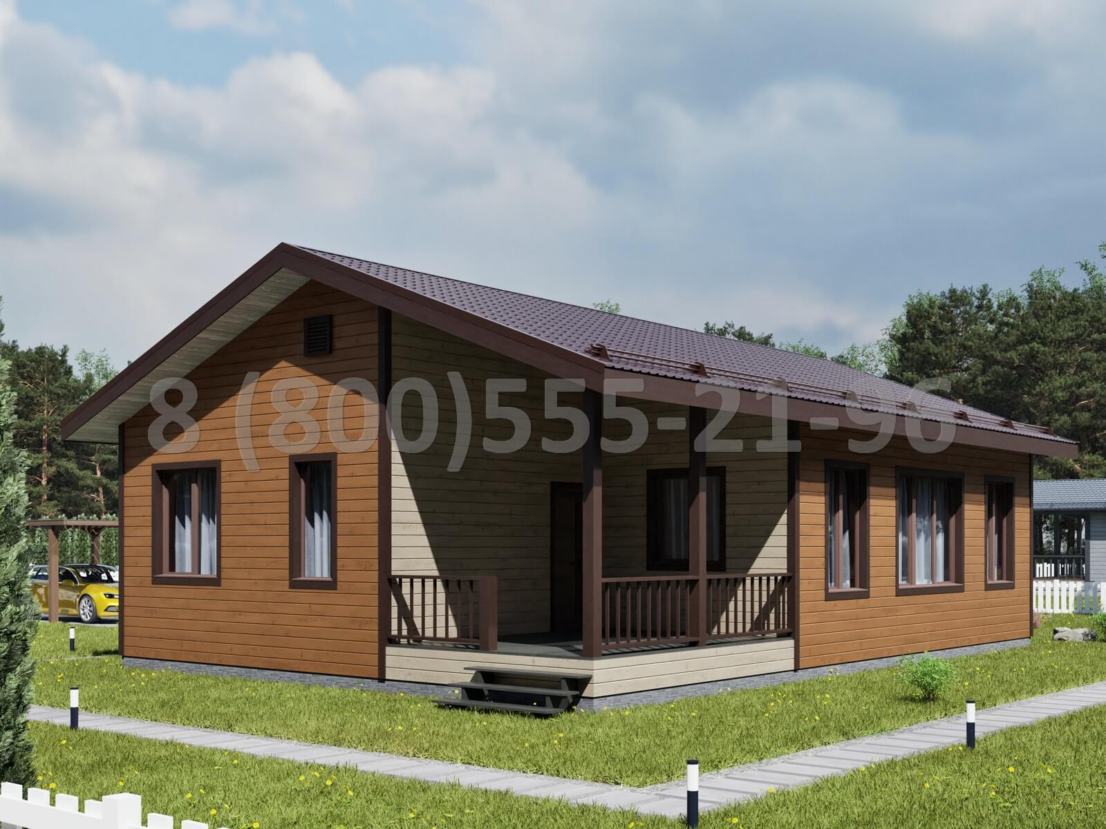 Одноэтажный каркасный дом «Меконг» 13х9 с террасой