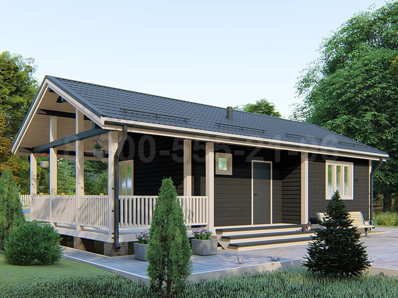 Одноэтажный дачный дом из бруса «Замбези» 11х6