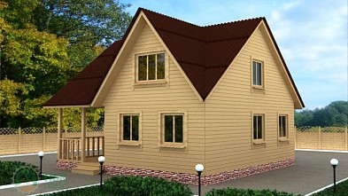 Дом из бруса «Монага» 8х8 с террасой