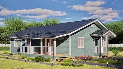 Одноэтажный каркасный дом «Ганг» 15х9 с террасой и крыльцом