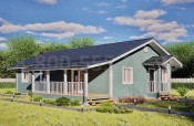 Одноэтажный каркасный дом «Ганг» 15х9 с террасой и крыльцом