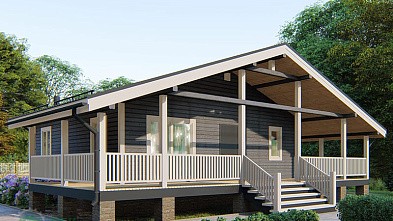 Большой дом из бруса «Волна» 12х10 с террасой