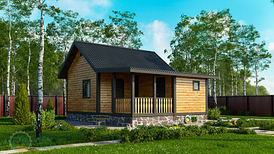 Одноэтажная баня из бруса «Соковая» 8х6 с санузлом