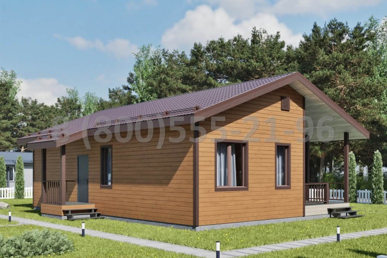 Одноэтажный каркасный дом «Меконг» 13х9 с террасой
