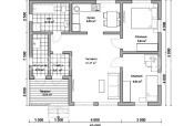 планировка 1 этажа одноэтажного каркасного дома с террасой