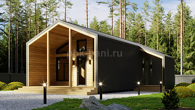 Каркасный дом в стиле БарнХаус «Вельгия» 12х6 с террасой