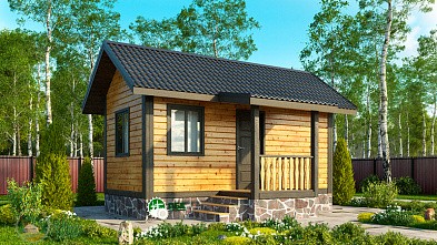 Маленькая одноэтажная баня из бруса «Глушица» 6х3 с крыльцом