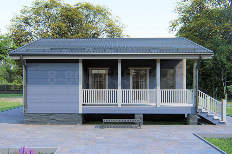 Одноэтажный дом из бруса «Енисей» 9х8