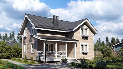 Большой дом из бруса «Хопёр» 10.2х9.7 с террасой