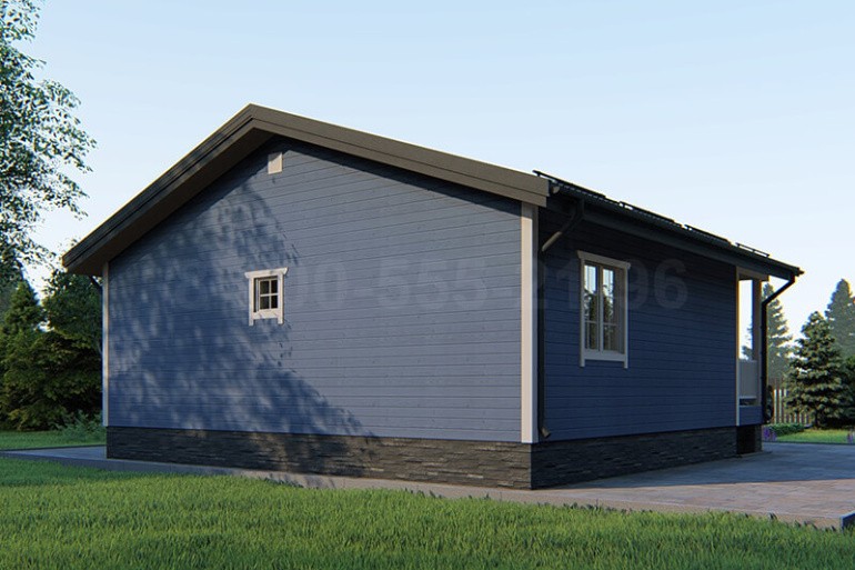 Одноэтажный дом из бруса «Лазурь» 9х9 с террасой