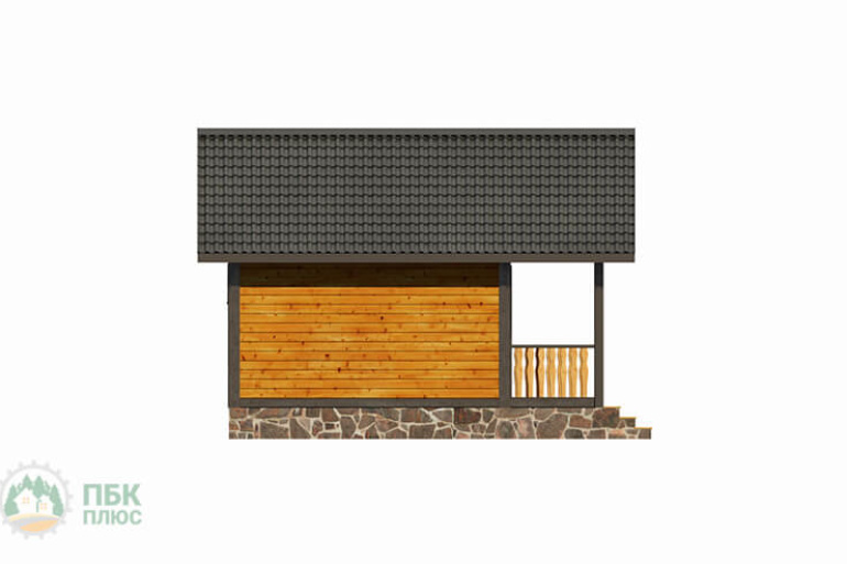 Маленькая одноэтажная баня из бруса «Ереша» 6х4 с террасой