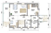 планировка 1 этажа полутораэтажного дома 13х8