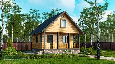 Баня из бруса из бруса «Плотница» 6х6 с мансардой и террасой