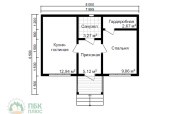 планировка 1 этажа одноэтажного каркасного дома 8х6,5 с крыльцом