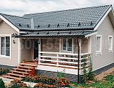 Каркасный одноэтажный дом 9 на 8 м. с террасой.