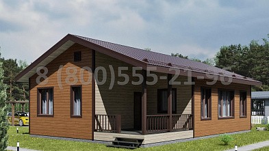 Одноэтажный каркасный дом «Меконг» 13х9 с террасой