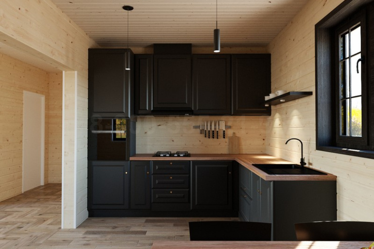 Одноэтажный дом из бруса «Мусь» 12х8