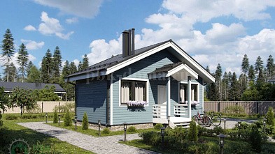 Одноэтажный дачный дом из бруса «Десна» 8х6.5