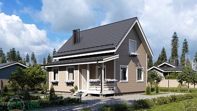 Полутораэтажный каркасный дом «Ишим» 9х7.7