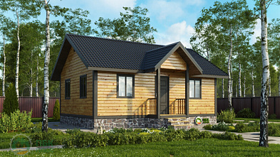 Дачный домик из бруса «Нолгаш» 8х6 с крыльцом