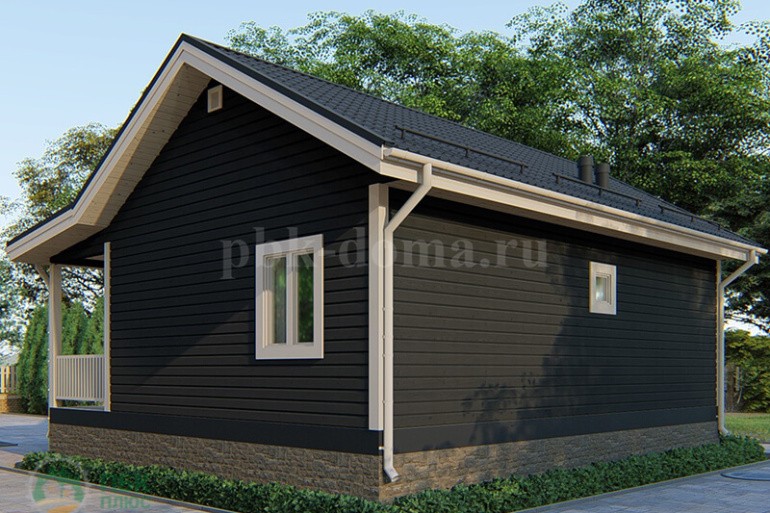 Одноэтажный дачный дом из бруса «Витьюм» 9х8 с террасой