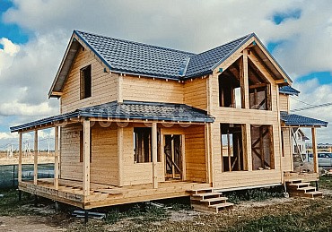 Каркасный двухэтажный дом 12 на 7,5 м. в Ленинградской области.