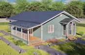 Одноэтажный каркасный дом «Ганг» 15х9 с террасой и крыльцом