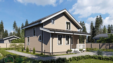 Полутораэтажный дом из бруса «Конда» 10х8 с террасой