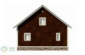 фасад небольшого дома из бруса 10х7,5 с прямой двускатной крышей