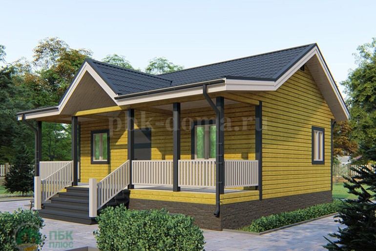 Каркасный одноэтажный дачный дом «Витьюм» 9х8