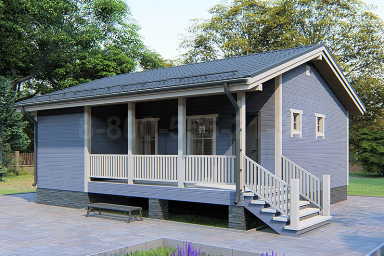 Одноэтажный дом из бруса «Енисей» 9х8