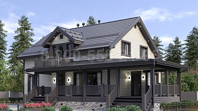 Двухэтажный каркасный дом «Темза» 18х11 с террасой