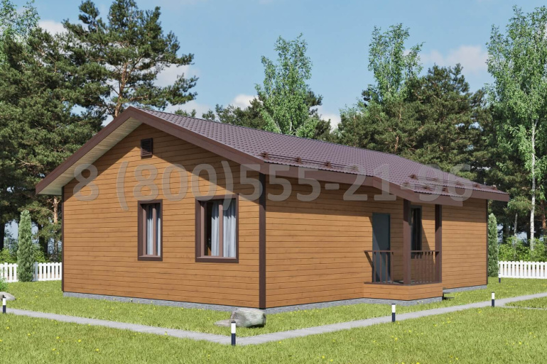 Одноэтажный каркасный дом «Меконг» 13х9 с террасой