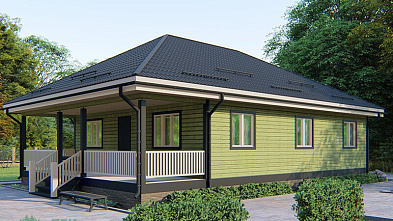 Одноэтажный дом из бруса «Арда» 13,5х9 с террасой