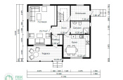 планировка 1 этажа полутораэтажного каркасного дома 10,2х8,7 с террасой
