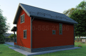 Полутораэтажный каркасный дом 10х7.5 с прямой двускатной крышей