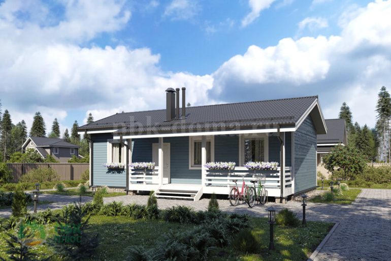 Каркасный одноэтажный дачный дом «Тунгуска» 12х7.5