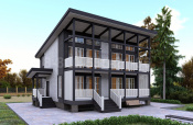 Двухэтажный каркасный дом «Ангара» 9х10 с террасой и балконом