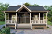 Одноэтажный дачный дом из бруса «Витьюм» 9х8 с террасой