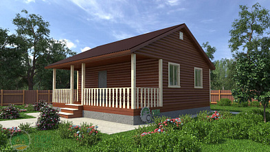 Одноэтажный каркасный дом «Белая» 8х8