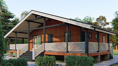 Одноэтажный каркасный дом «Волна» 12х10