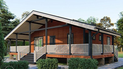 Одноэтажный каркасный дом «Волна» 12х10