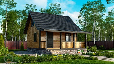 Баня из бруса из бруса «Полисть» 8х6 с террасой