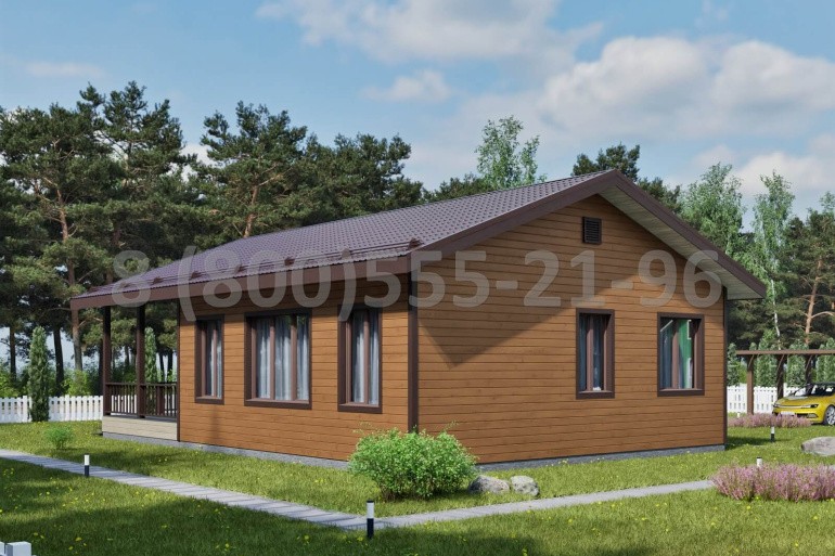 Одноэтажный каркасный дом «Меконг» 13х9 с террасой