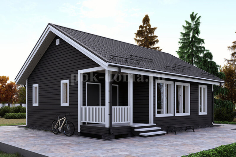 Одноэтажный дом из бруса «Кужолок» 10х8