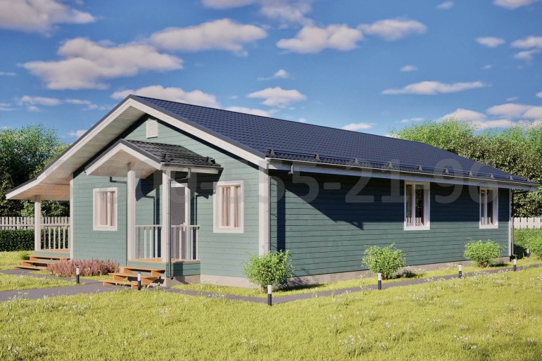 Одноэтажный каркасный дом «Ганг» 15х9 с террасой и крыльцом